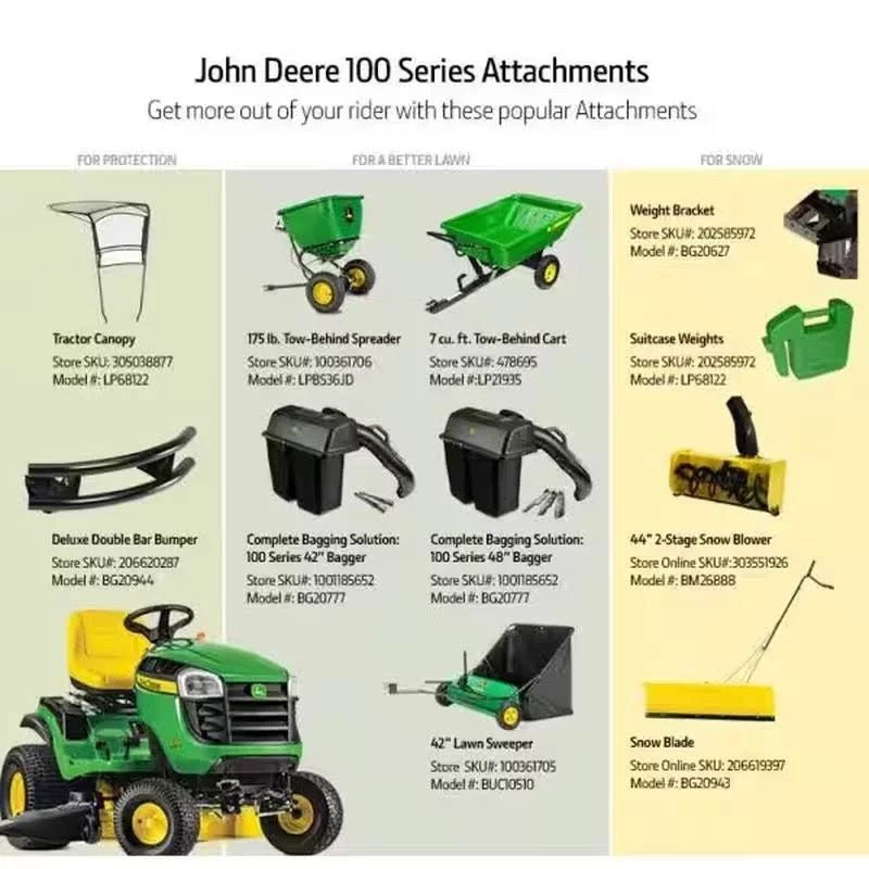 John Deere S100 42 in. 17.5 HP GAS Hydrostatic Riding Lawn Tractor